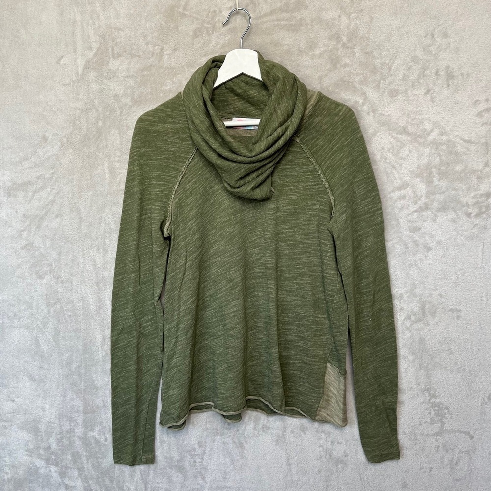 Free People Beach One Body Green Cowl Neck Pullover Top OS Slouchy Boho Lounge